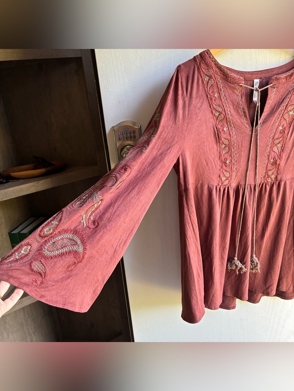 Monoreno Whimsical Bell Sleeve Blouse Size S